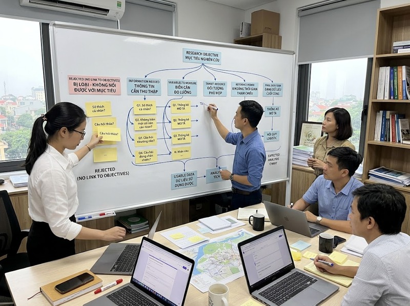 Thiết kế bảng câu hỏi nghiên cứu thị trường rõ ràng, trung lập và dễ phân tích